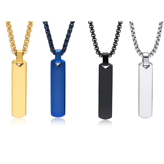 Hip-Hop Rectangle Stainless Steel Men'S Pendant Necklace