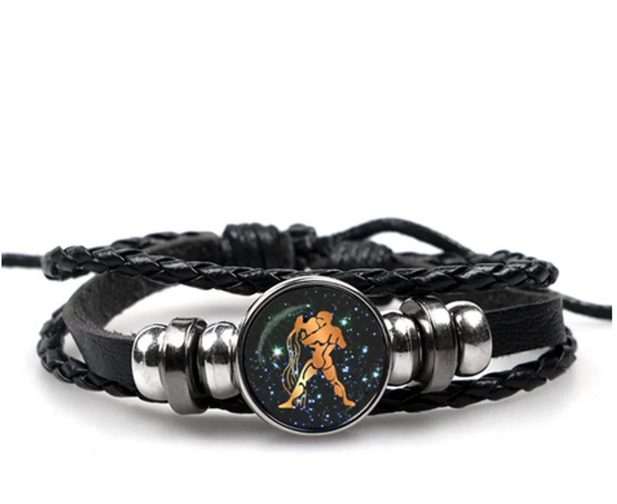 Hip-Hop Retro Animal Constellation CCB Pu Leather Braid Unisex Drawstring Bracelets