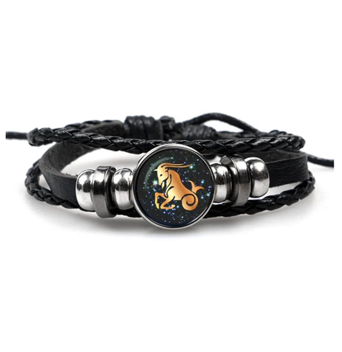 Hip-Hop Retro Animal Constellation CCB Pu Leather Braid Unisex Drawstring Bracelets