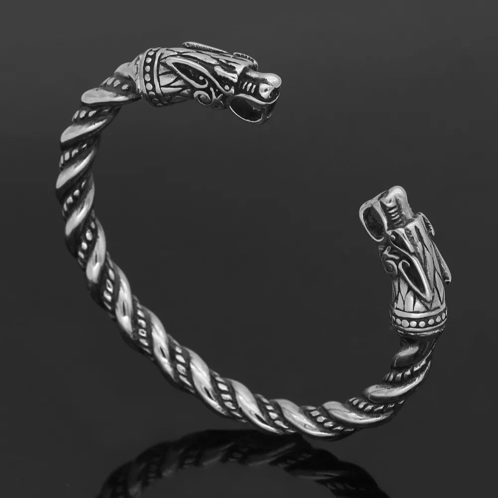 Hip-Hop Retro Animal Stainless Steel Men'S Cuff Bracelets