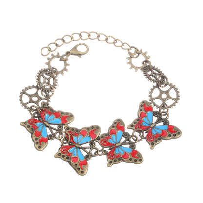 Hip-Hop Retro Butterfly Alloy Enamel Women'S Jewelry Set