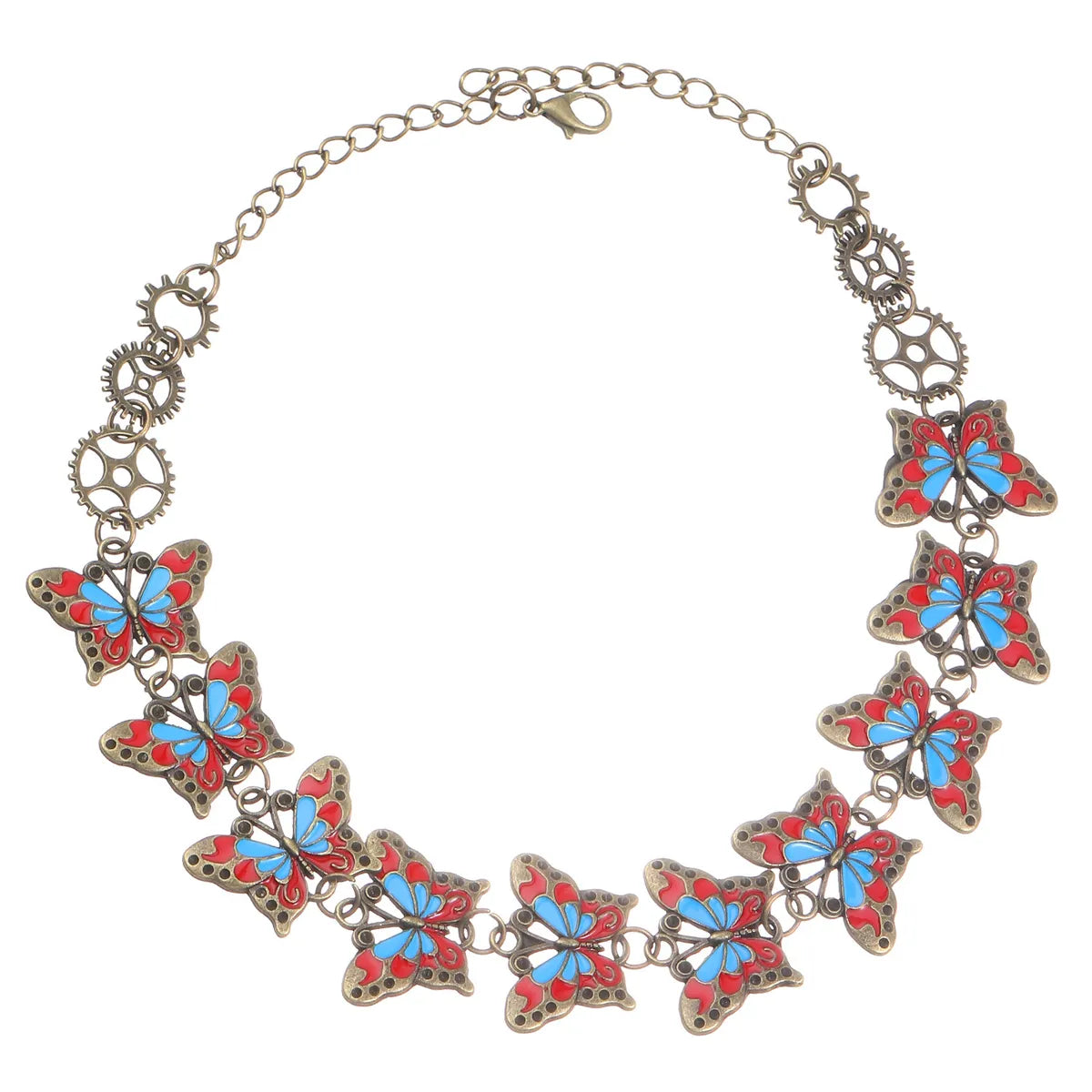 Hip-Hop Retro Butterfly Alloy Enamel Women'S Jewelry Set