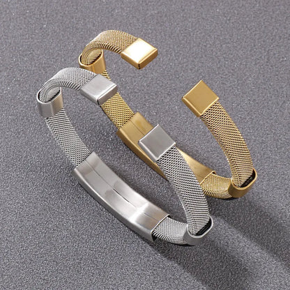 Hip-Hop Retro C Shape Titanium Steel Plating 18K Gold Plated Men'S Bangle