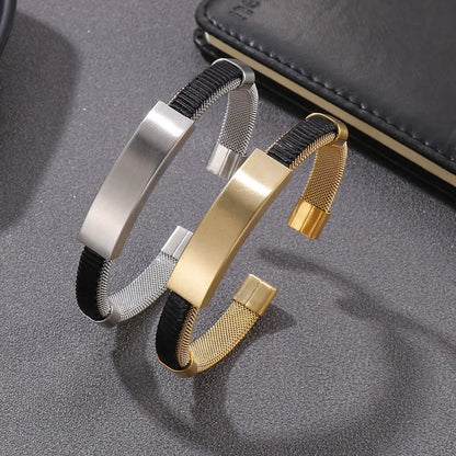 Hip-Hop Retro C Shape Titanium Steel Plating 18K Gold Plated Men'S Bangle