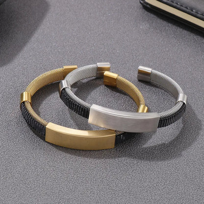 Hip-Hop Retro C Shape Titanium Steel Plating 18K Gold Plated Men'S Bangle