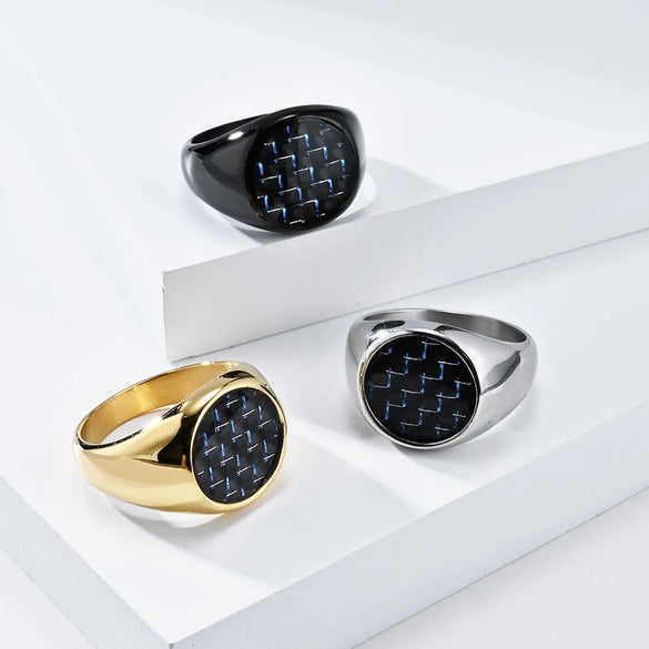 Hip-Hop Retro Color Block 304 Stainless Steel Plating 18K Gold Plated Men'S Rings
