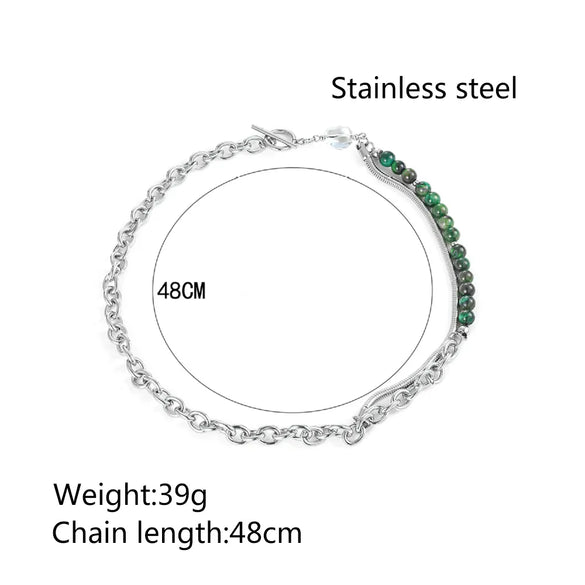 Hip-Hop Retro Color Block 304 Stainless Steel Patchwork 18K Gold Plated Men'S Necklace