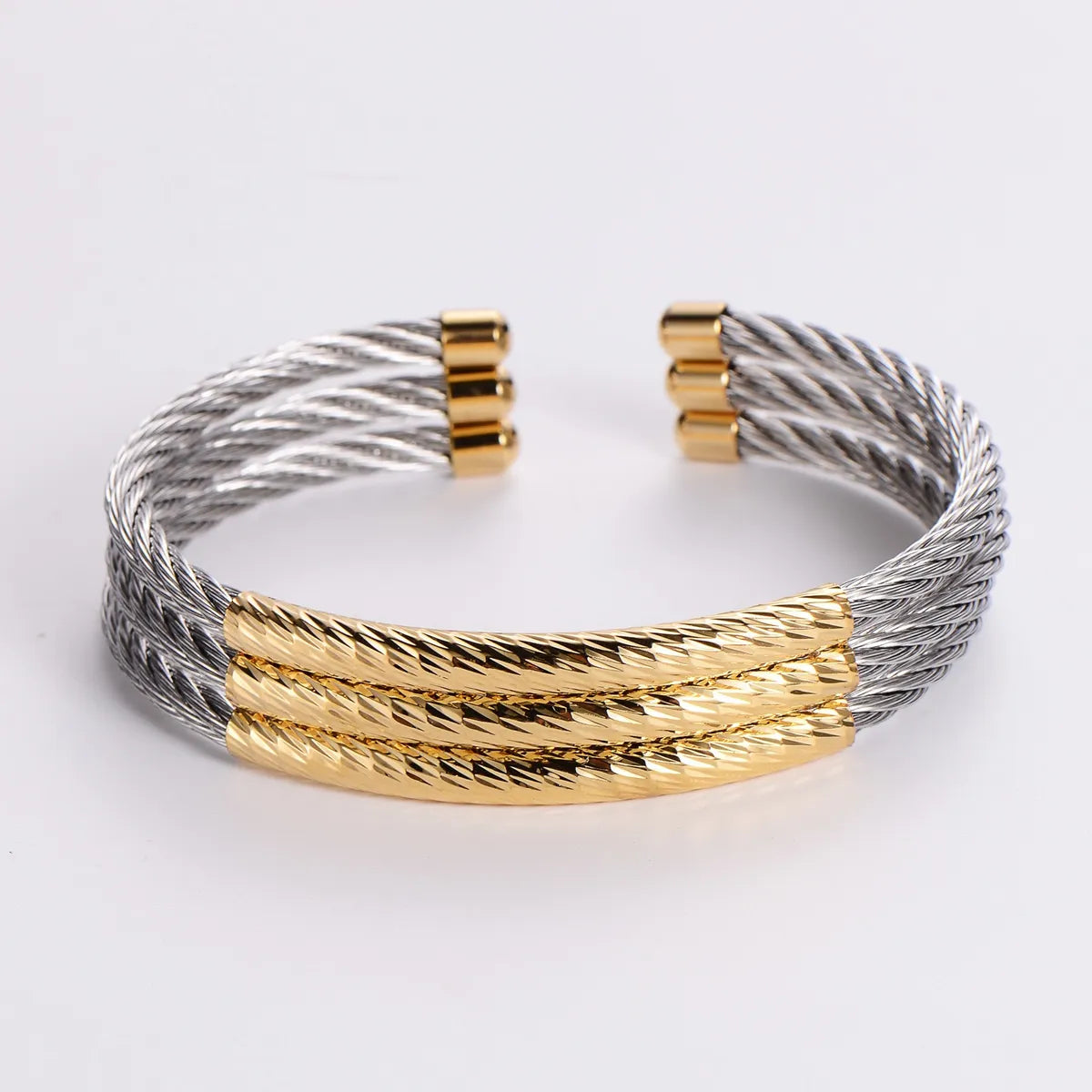 Hip-Hop Retro Color Block Titanium Steel Bangle In Bulk