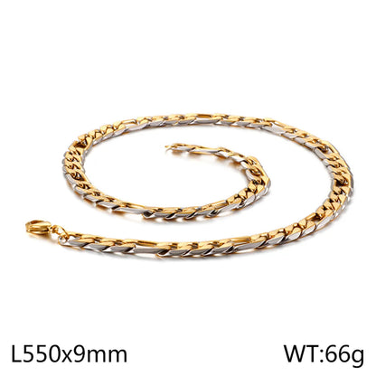 Hip-Hop Retro Color Block Titanium Steel Chain 18K Gold Plated Men'S Necklace