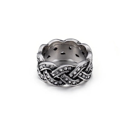 Hip-Hop Retro Color Block Titanium Steel Inlay Zircon Men'S Rings