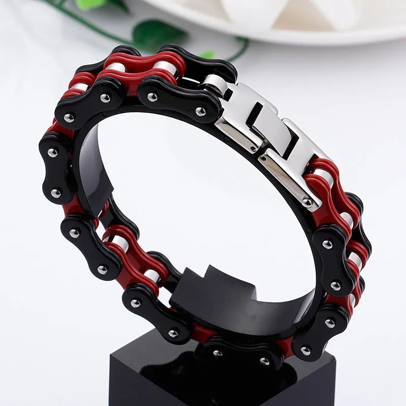 Hip-Hop Retro Color Block Titanium Steel Men'S Bracelets