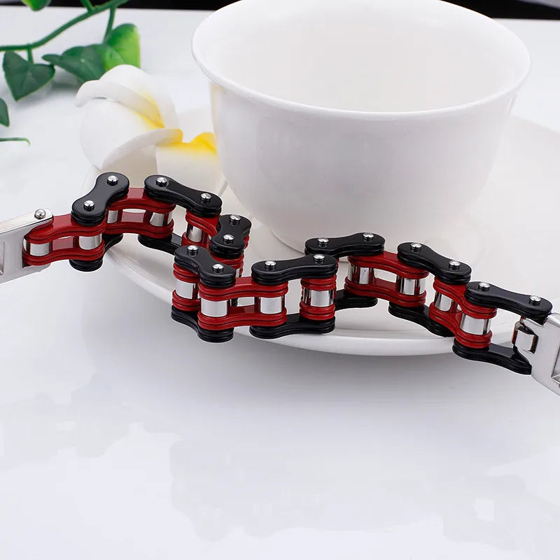 Hip-Hop Retro Color Block Titanium Steel Men'S Bracelets