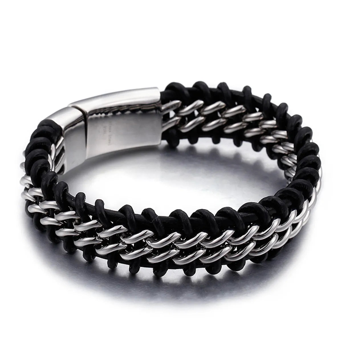 Hip-Hop Retro Color Block Titanium Steel Plating 18K Gold Plated Men'S Bracelets