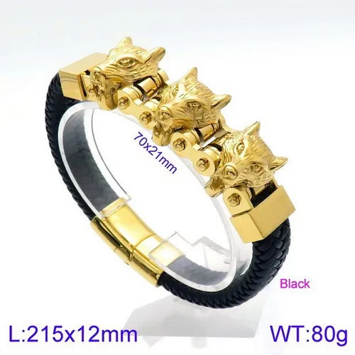 Hip-Hop Retro Color Block Titanium Steel Plating 18K Gold Plated Men'S Bracelets