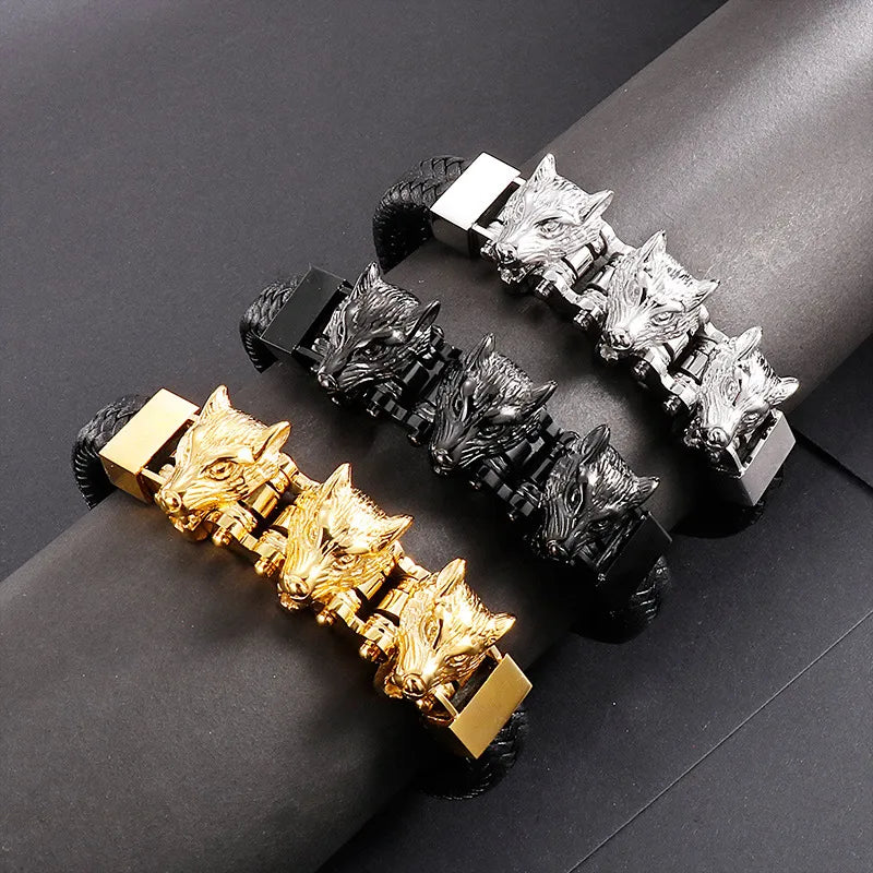 Hip-Hop Retro Color Block Titanium Steel Plating 18K Gold Plated Men'S Bracelets