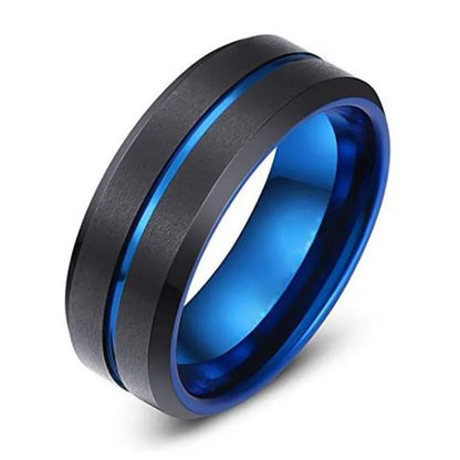 Hip-Hop Retro Color Block Tungsten Steel Men'S Rings