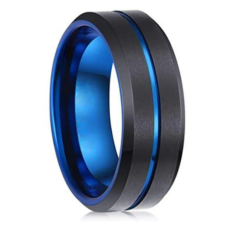 Hip-Hop Retro Color Block Tungsten Steel Men'S Rings