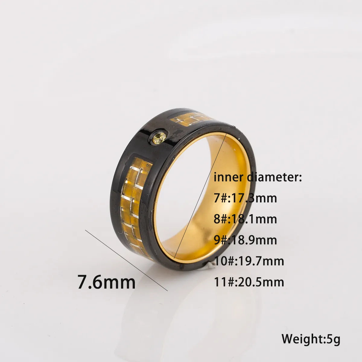 Hip-Hop Retro Cool Style Color Block 304 Stainless Steel Carbon Fiber Polishing Epoxy Inlay Rhinestones Men'S Rings