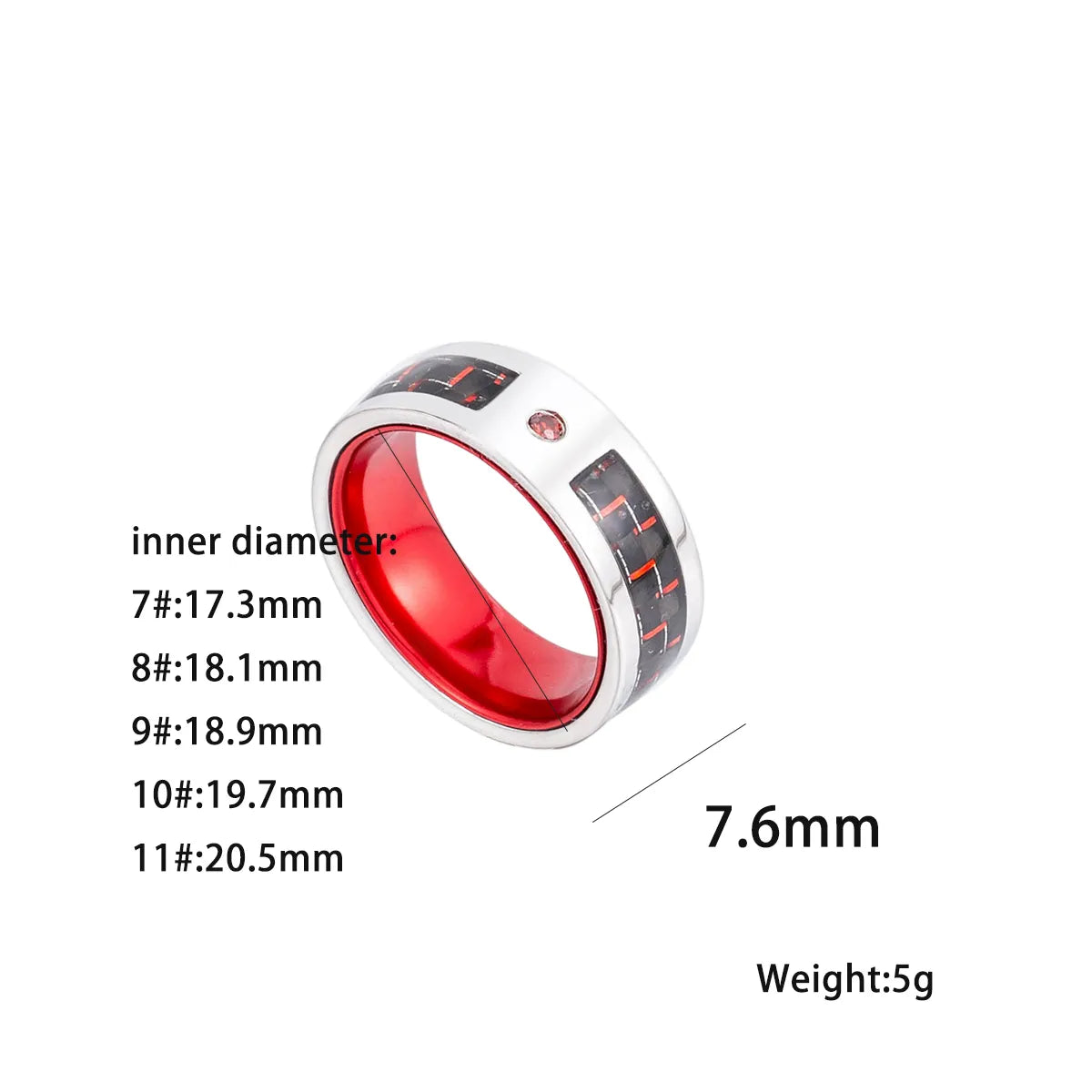 Hip-Hop Retro Cool Style Color Block 304 Stainless Steel Carbon Fiber Polishing Epoxy Inlay Rhinestones Men'S Rings