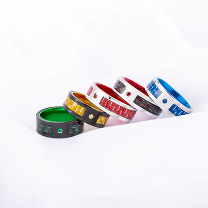 Hip-Hop Retro Cool Style Color Block 304 Stainless Steel Carbon Fiber Polishing Epoxy Inlay Rhinestones Men'S Rings