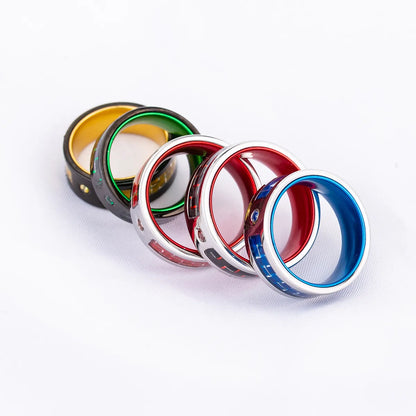 Hip-Hop Retro Cool Style Color Block 304 Stainless Steel Carbon Fiber Polishing Epoxy Inlay Rhinestones Men'S Rings