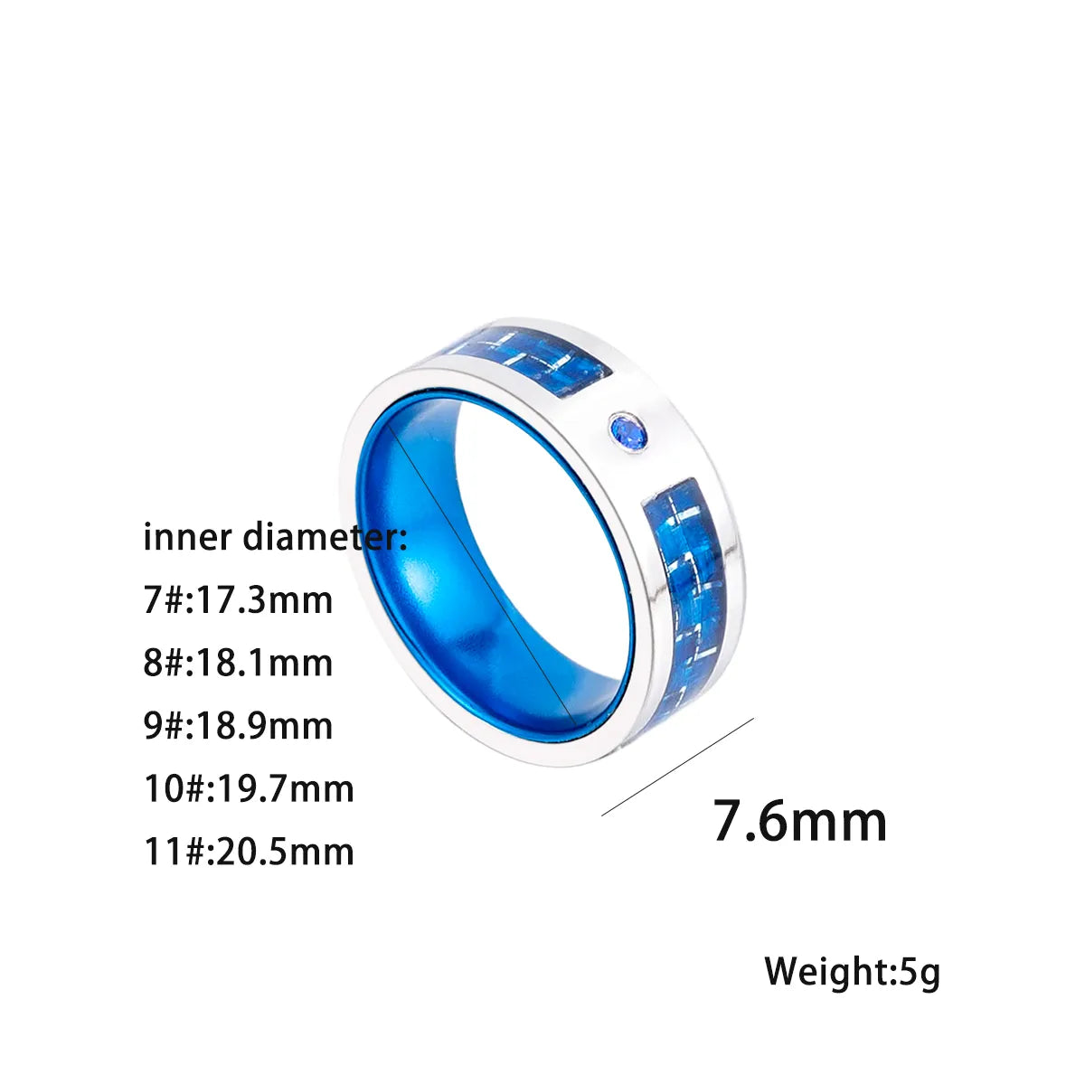 Hip-Hop Retro Cool Style Color Block 304 Stainless Steel Carbon Fiber Polishing Epoxy Inlay Rhinestones Men'S Rings