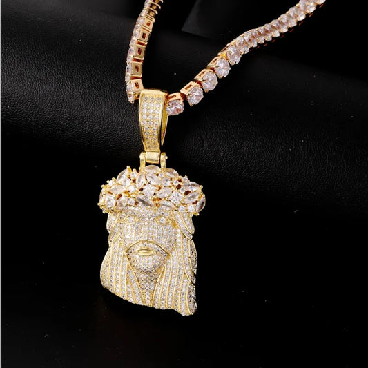 Hip-Hop Retro Cool Style Portrait 304 Stainless Steel Plating Inlay Zircon K Gold Plated Rhodium Plated Unisex Charms Necklace