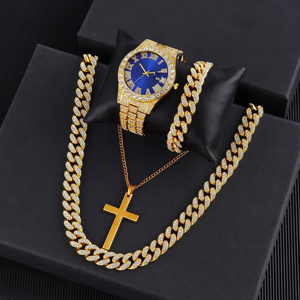 Hip-Hop Retro Cool Style Solid Color Buckle Quartz Men'S Watches