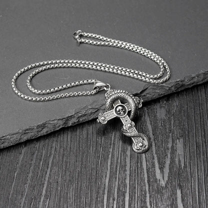 Hip-Hop Retro Cross 304 Stainless Steel Men'S Pendant Necklace