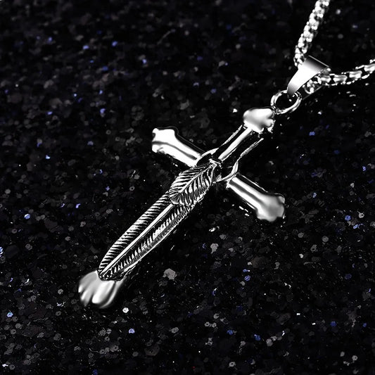 Hip-Hop Retro Cross 304 Stainless Steel Plating 18K Gold Plated Men'S Pendant Necklace