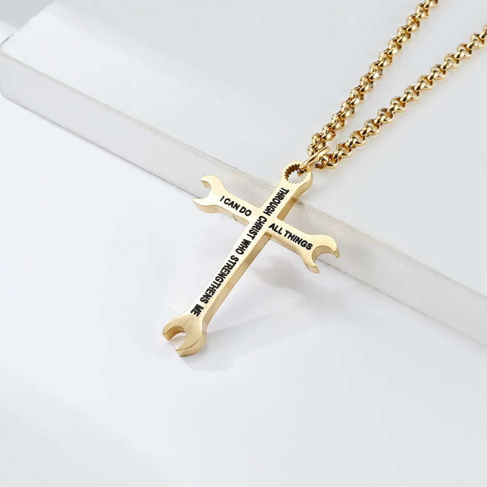 Hip-Hop Retro Cross 304 Stainless Steel Polishing Men'S Pendant Necklace