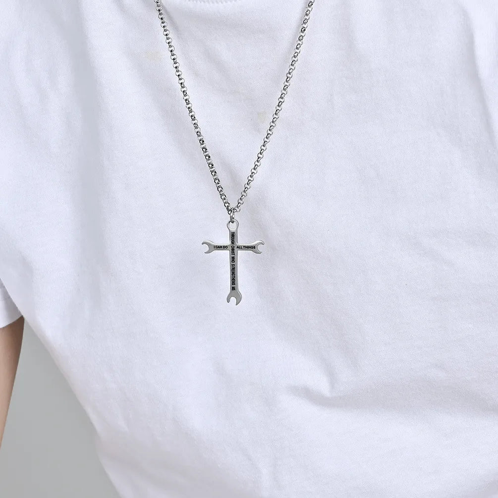 Hip-Hop Retro Cross 304 Stainless Steel Polishing Men'S Pendant Necklace