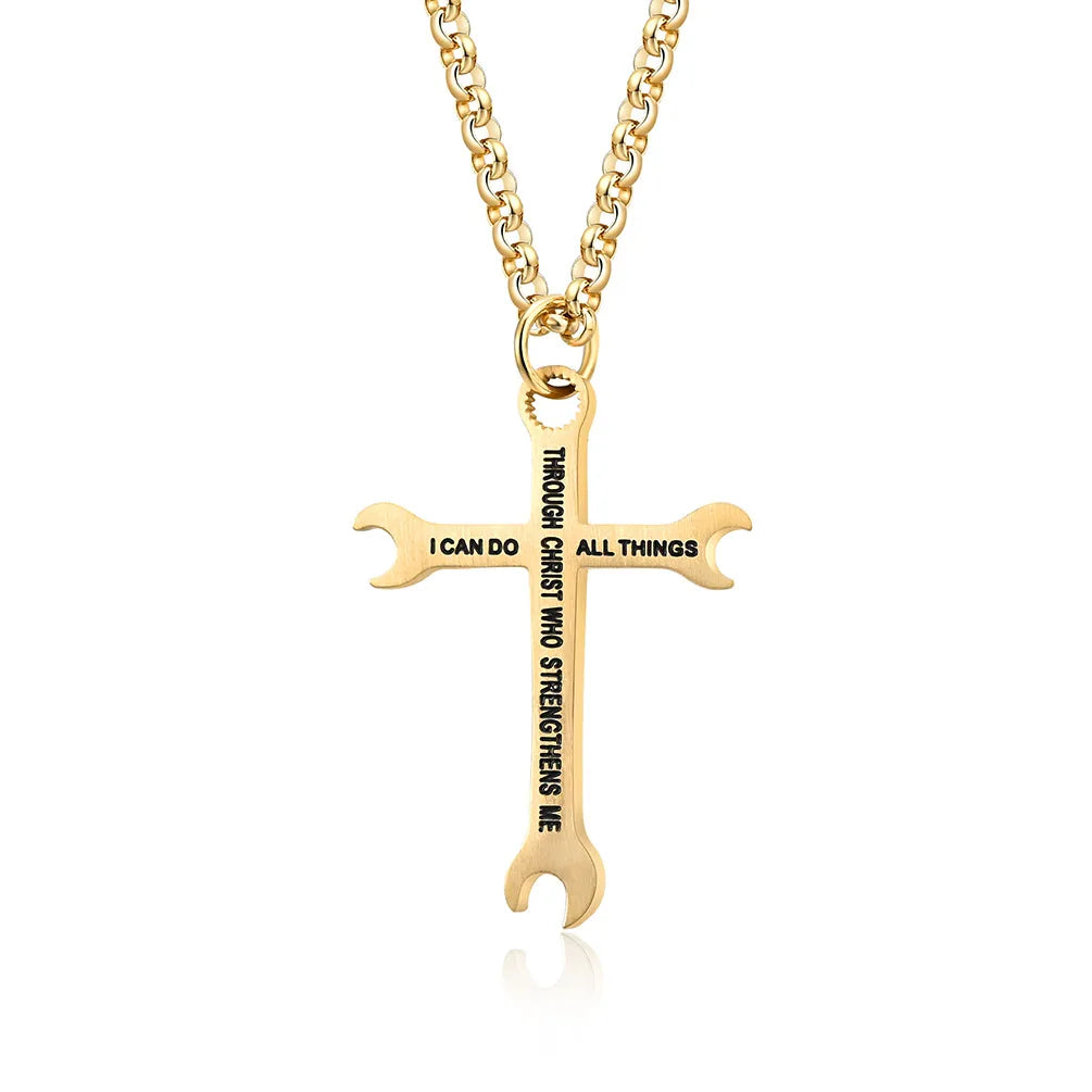 Hip-Hop Retro Cross 304 Stainless Steel Polishing Men'S Pendant Necklace