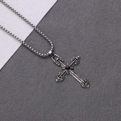 Hip-Hop Retro Cross Alloy Plating Men'S Pendant Necklace