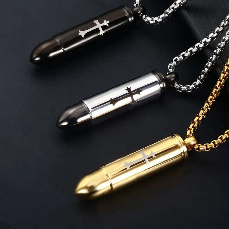 Hip-Hop Retro Cross Bullet 304 Stainless Steel Plating 18K Gold Plated Men'S