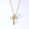 Wholesale Hip-Hop Retro Cross 304 Stainless Steel Copper Plating Inlay K Gold Plated Zircon Pendant Necklace