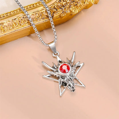 Hip-Hop Retro Cross Spider Titanium Steel Inlay Zircon Pendant Necklace