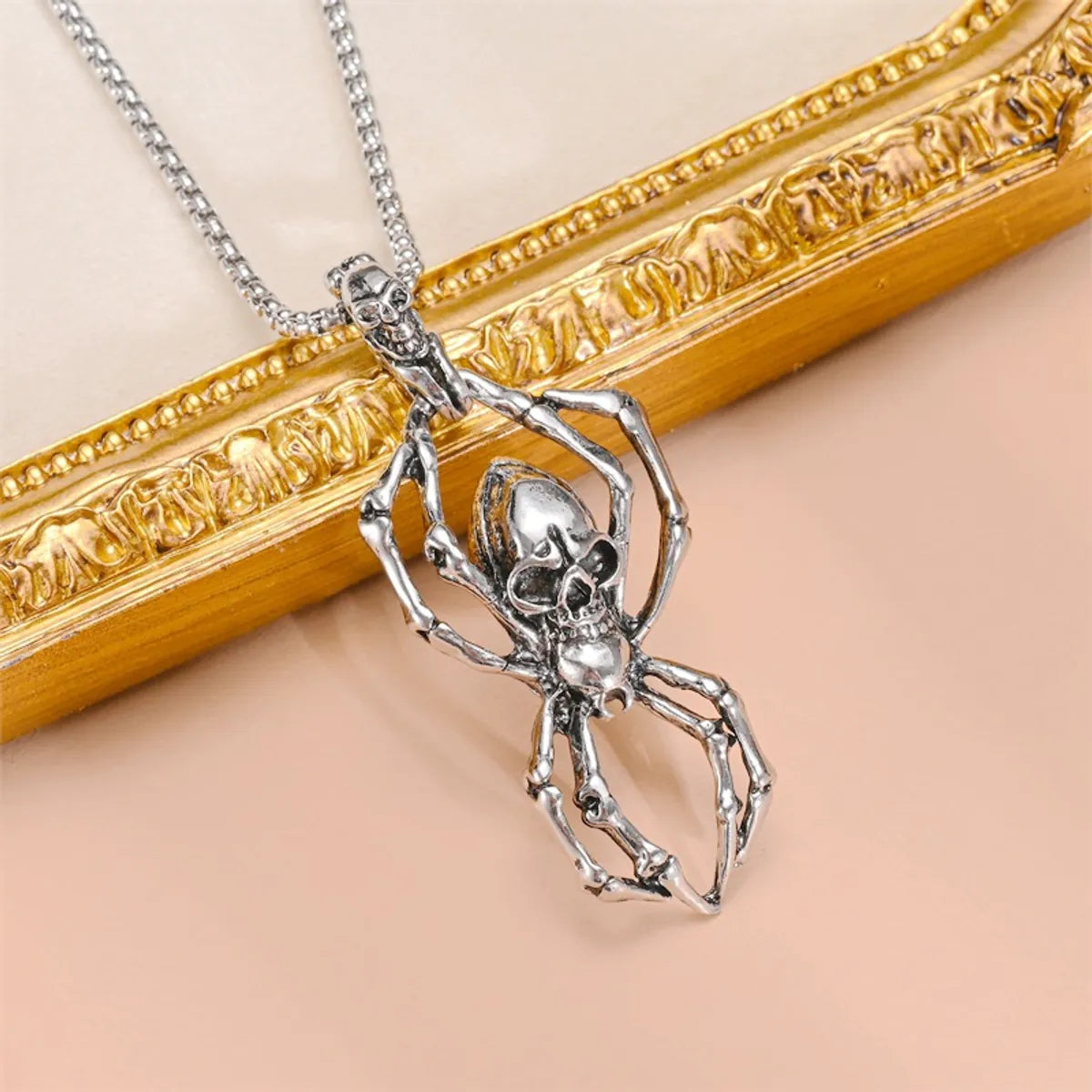 Hip-Hop Retro Cross Spider Titanium Steel Inlay Zircon Pendant Necklace