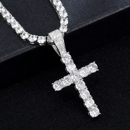 Hip-Hop Retro Cross 304 Stainless Steel Inlay Rhinestones Men'S