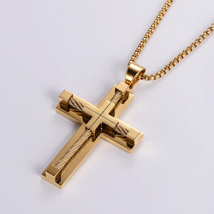 Hip-Hop Retro Cross Stainless Steel Plating Gold Plated Women'S Pendant Necklace