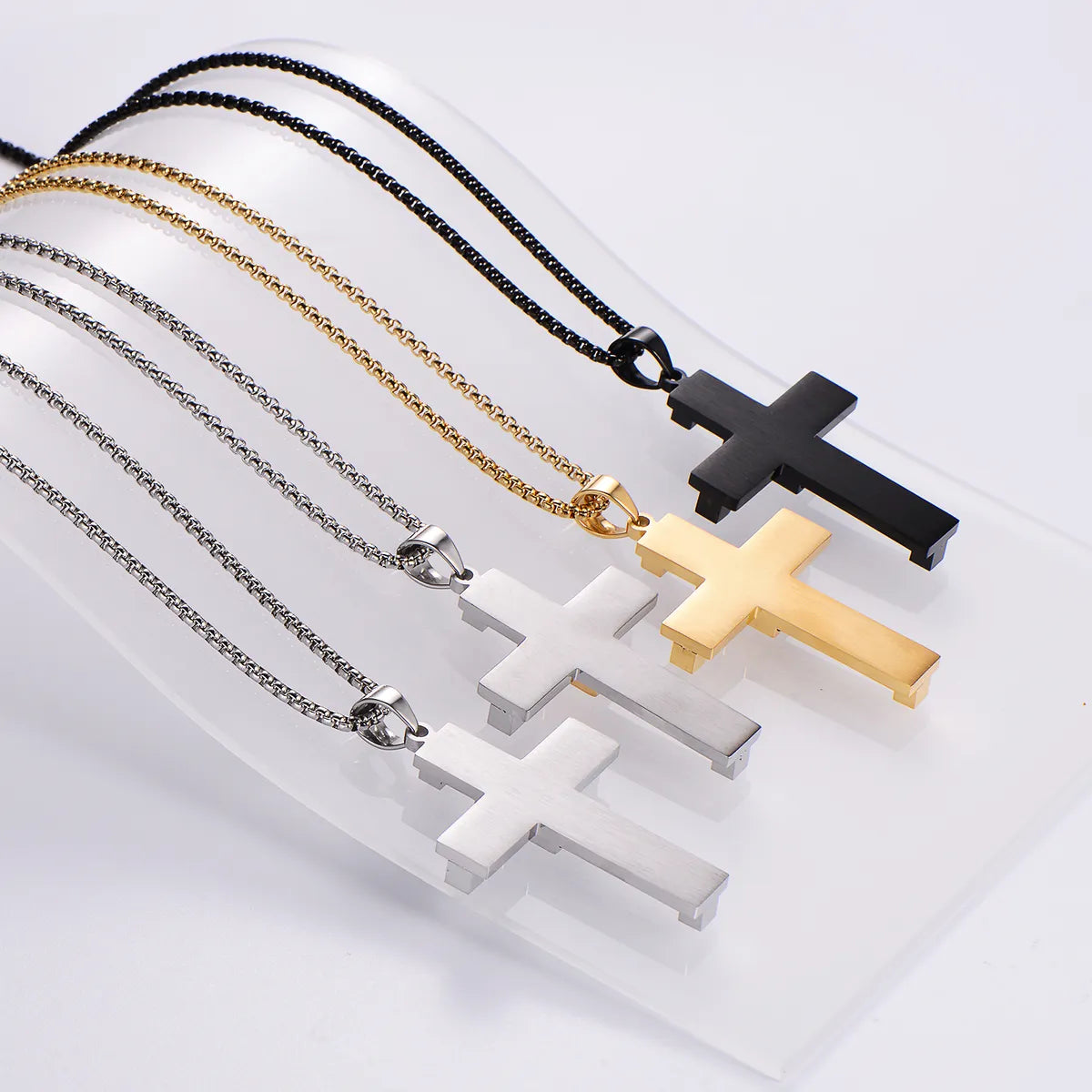 Hip-Hop Retro Cross Stainless Steel Plating Gold Plated Women'S Pendant Necklace