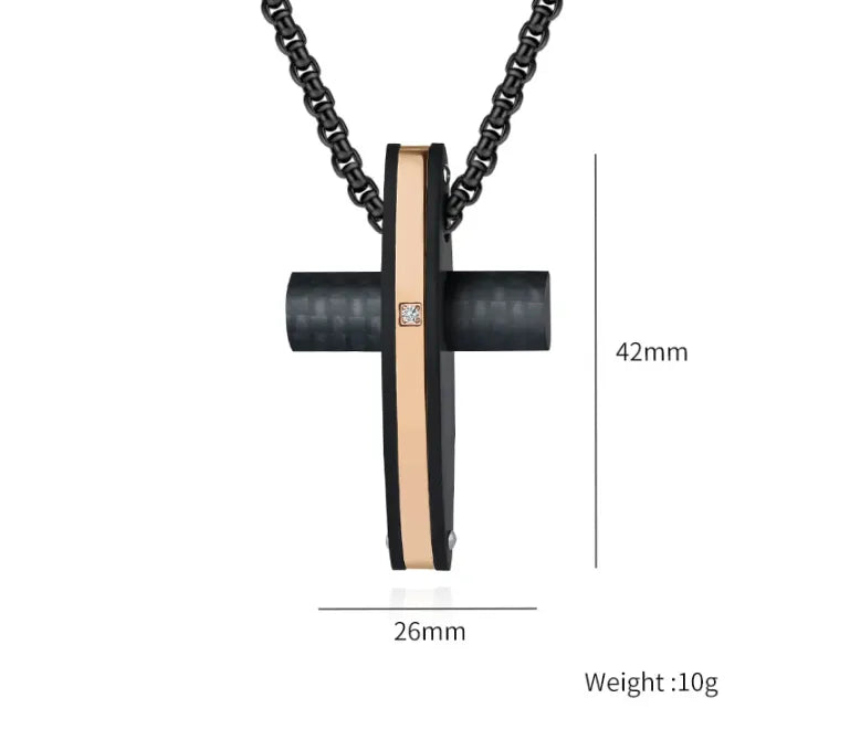 Hip-Hop Retro Cross Titanium Steel Inlay Zircon Men'S Pendant Necklace