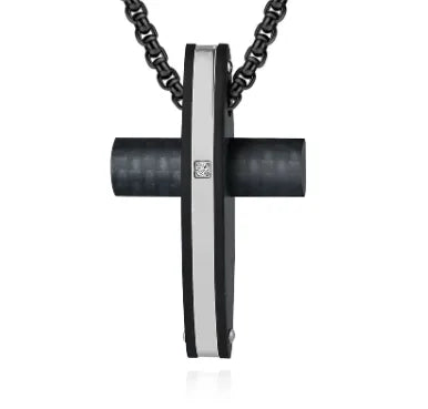 Hip-Hop Retro Cross Titanium Steel Inlay Zircon Men'S Pendant Necklace