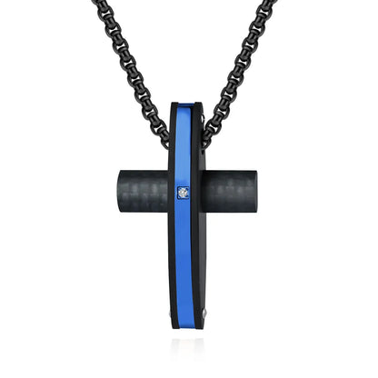 Hip-Hop Retro Cross Titanium Steel Inlay Zircon Men'S Pendant Necklace