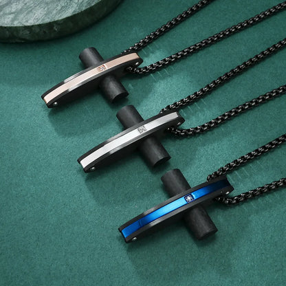 Hip-Hop Retro Cross Titanium Steel Inlay Zircon Men'S Pendant Necklace