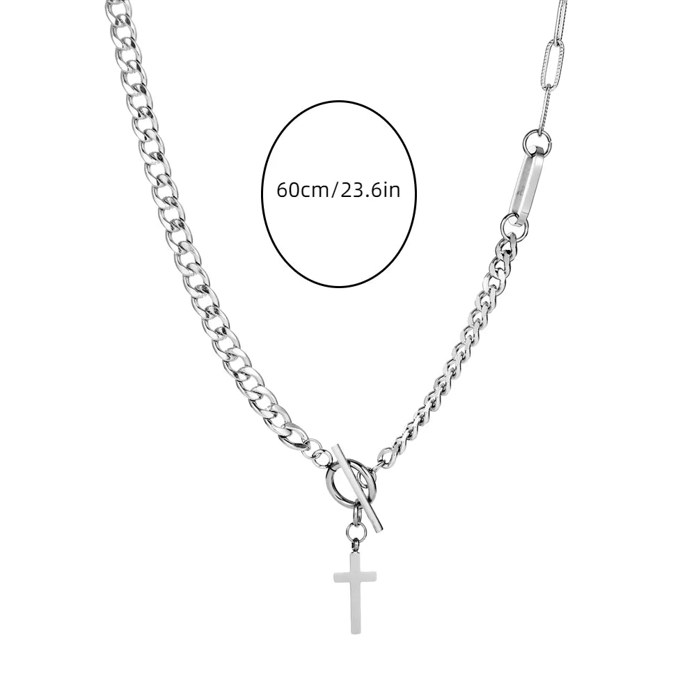 Wholesale Jewelry Hip-Hop Retro Cross 304 Stainless Steel Toggle Pendant Necklace