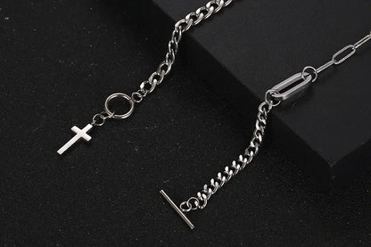 Wholesale Jewelry Hip-Hop Retro Cross 304 Stainless Steel Toggle Pendant Necklace