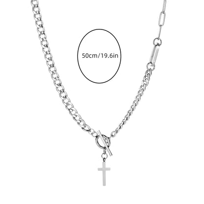 Wholesale Jewelry Hip-Hop Retro Cross 304 Stainless Steel Toggle Pendant Necklace