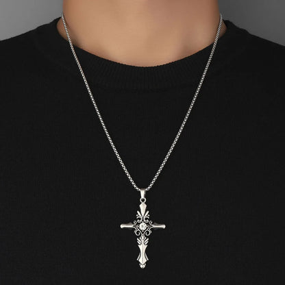 Hip-Hop Retro Cross Zinc Alloy Inlay Plating Rhinestones Men'S Pendant Necklace