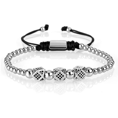 Hip-Hop Retro Crown Copper Inlay Zircon Men'S Bracelets